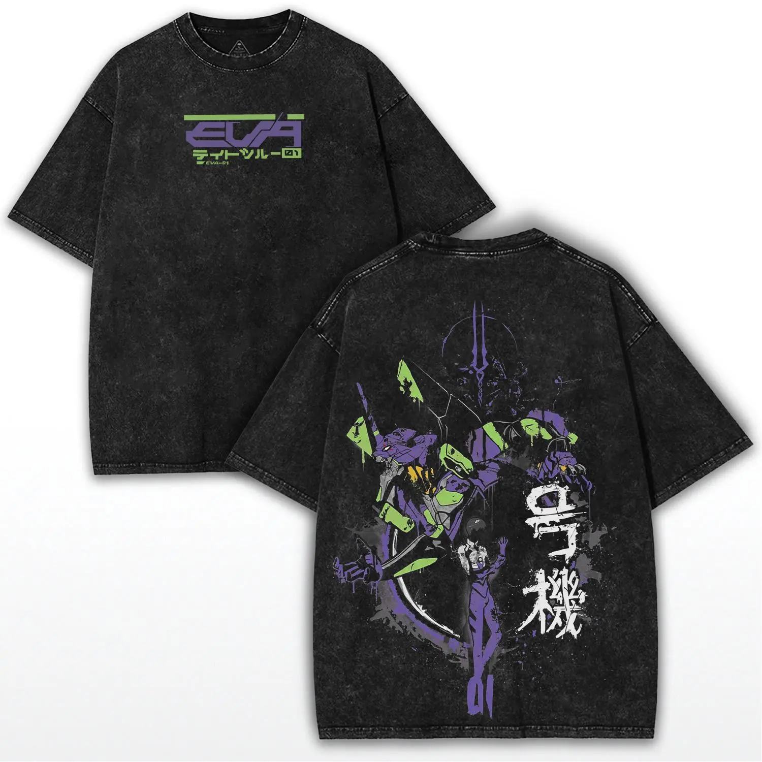 Evangelion Printed Unisex Washed T-Shirt