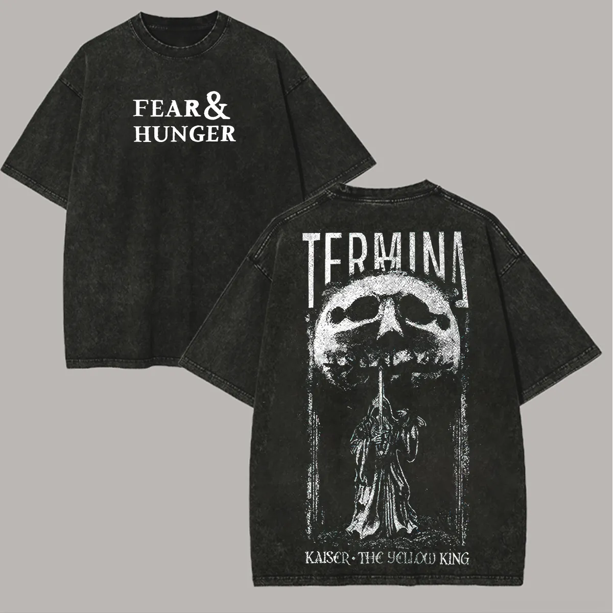 Fear & Hunger Printed Unisex Washed T-Shirt