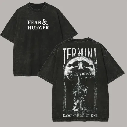 Fear & Hunger Printed Unisex Washed T-Shirt
