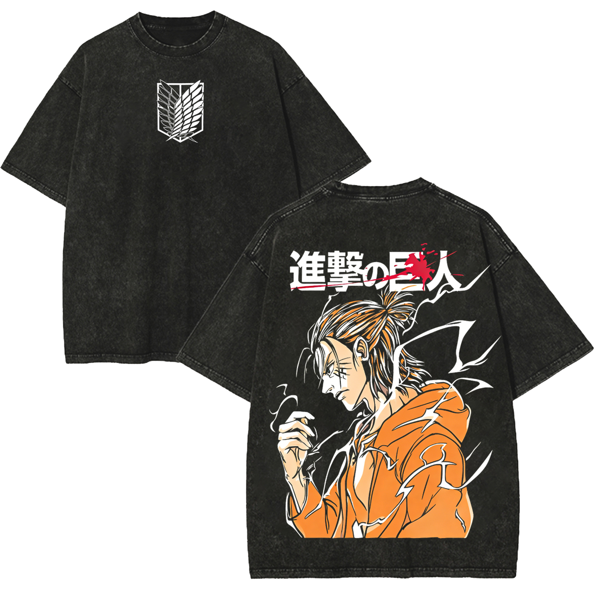 Attack on Titan Eren Yeager Printed Unisex Washed T-Shirt