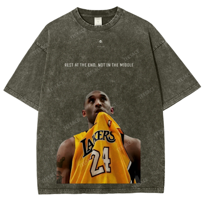 KOBE Vintage Tee Unisex-Adult Oversized Washed Cotton T-Shirt 