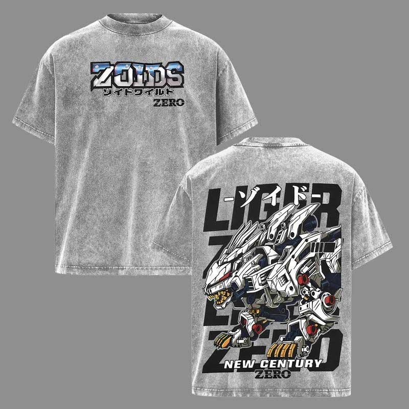 Liger Zero Zoids New Century Zero T-Shirt  Oversized Washed Vintage Anime Mecha Robot Graphic Tee