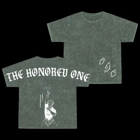 Retro Gojo Satoru Anime Oversize Washed T-Shirt