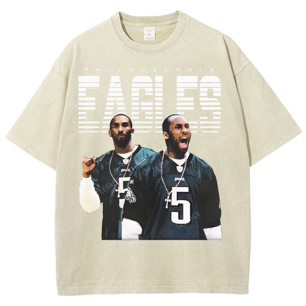 VINTAGE Unisex-Adult TEE | EAGLES KOBE Classic Washed Denim