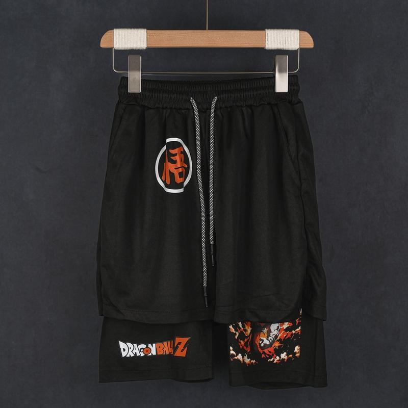 Dragon Ball Z Menswear Top Rated 80s 90s Oversized Singlet Muscle Shorts Summer Simple Letter Black Polyester Fabric Elastic Waistband Drawcord Tropical Casual Breathable Quick-Drying Anime Graphic Gifts