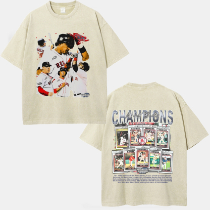 Unisex-Adult Ultra Cotton Washed T-Shirt Graphic  2004 WORLD SERIES CHAMPS - RED SOX TEE