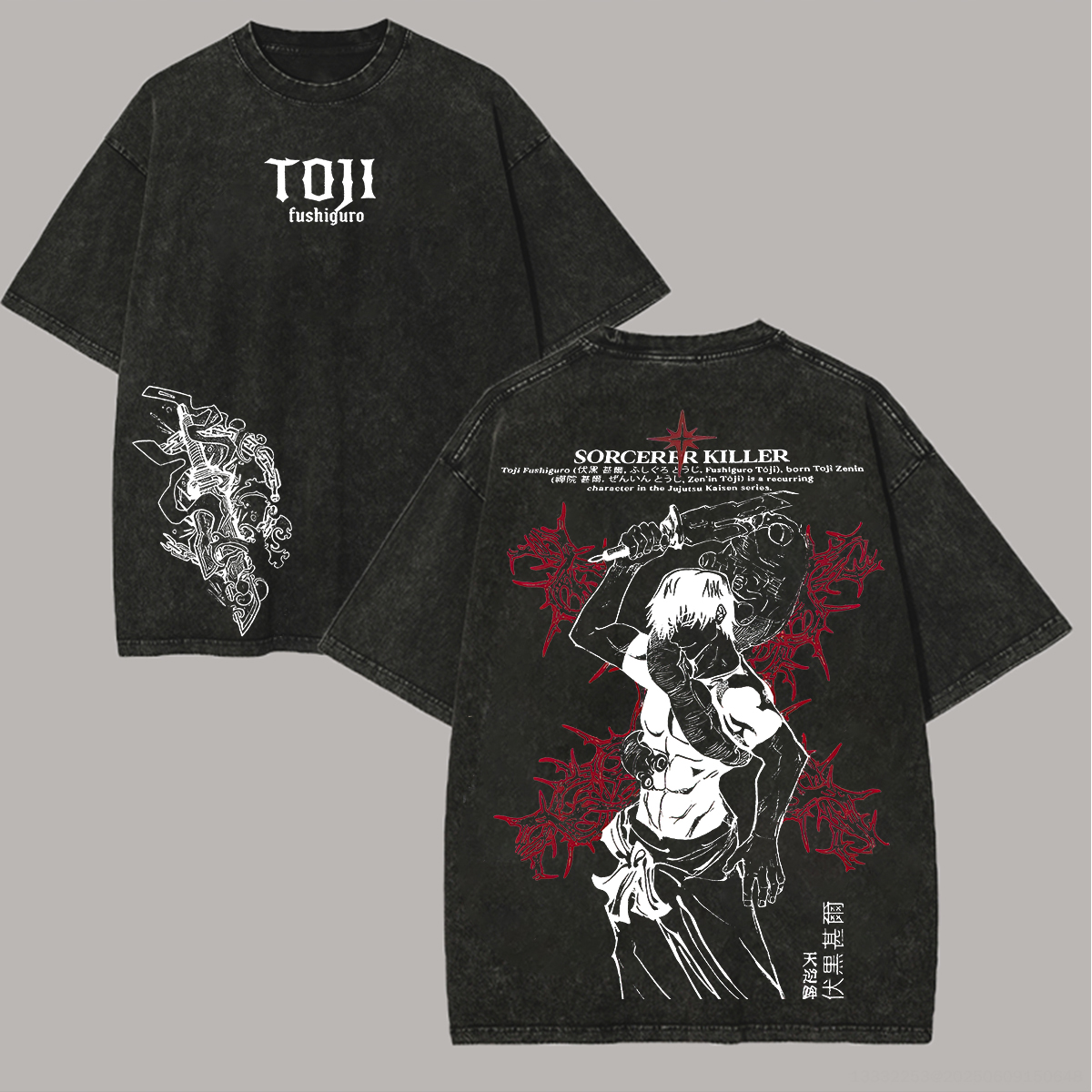 Jujutsu Kaisen Toji Fushiguro Printed Unisex Washed T-Shirt
