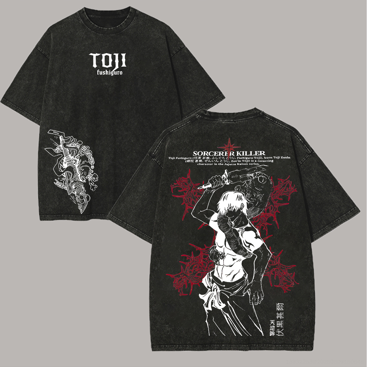 Jujutsu Kaisen Toji Fushiguro Printed Unisex Washed T-Shirt