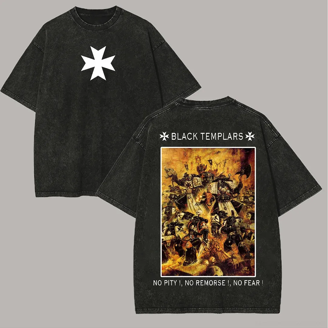 Warhammer 40k Black Templars Printed Unisex Washed T-Shirt