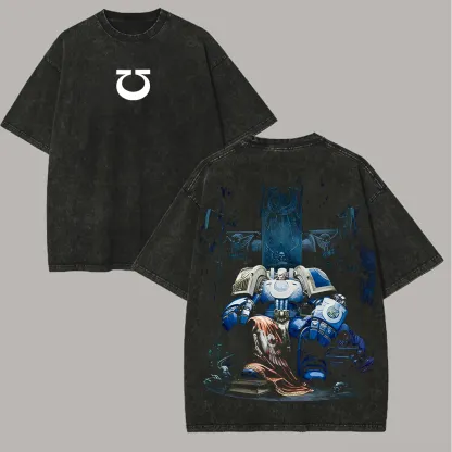Warhammer 40K Ultramarines Printed Unisex Washed T-Shirt