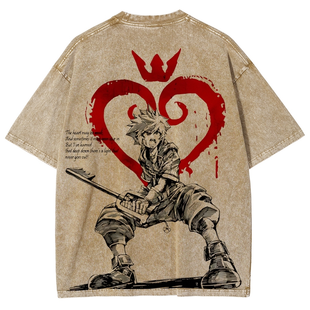 Sora Kingdom Hearts  Printed Unisex Washed T-Shirt 
