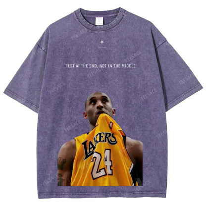 KOBE Vintage Tee Unisex-Adult Oversized Washed Cotton T-Shirt 
