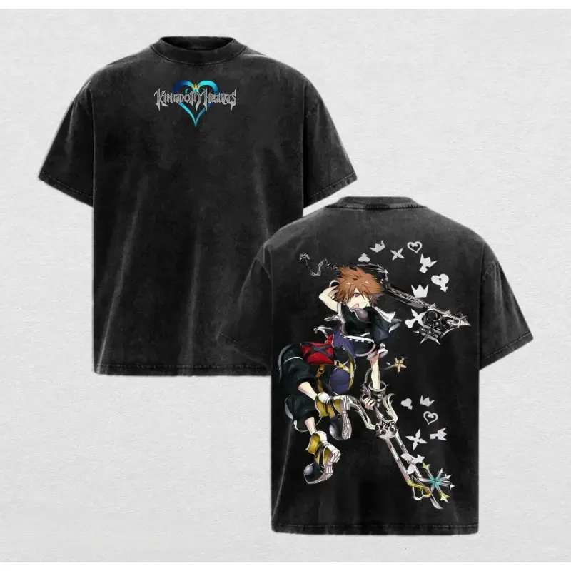 Sora Kingdom Hearts Printed Unisex Washed T-Shirt 