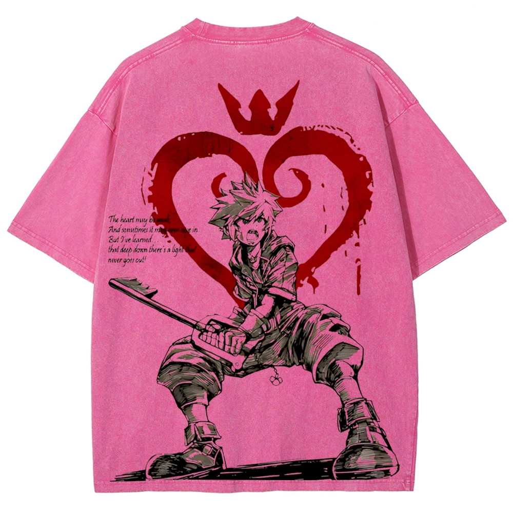 Sora Kingdom Hearts  Printed Unisex Washed T-Shirt 