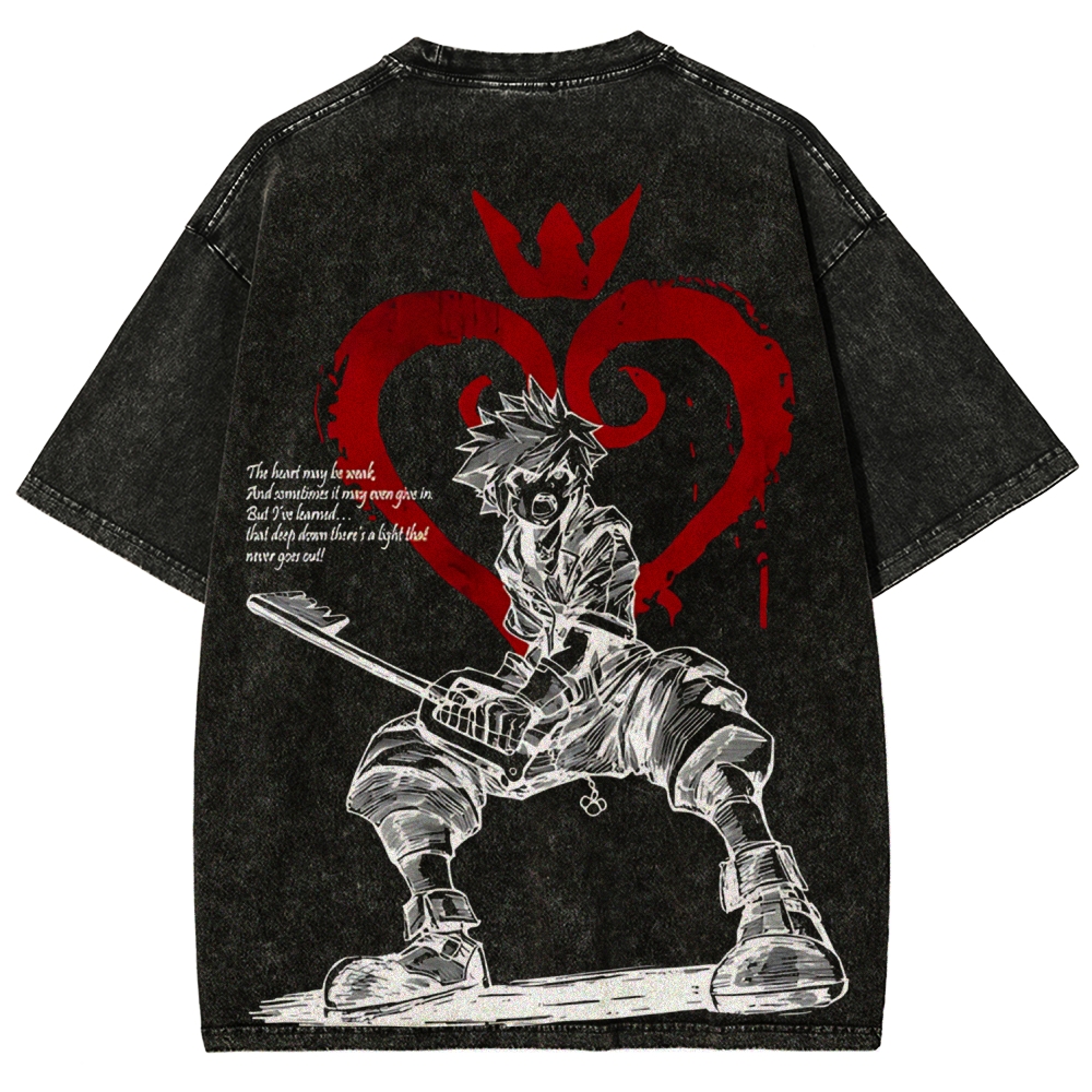 Sora Kingdom Hearts  Printed Unisex Washed T-Shirt 