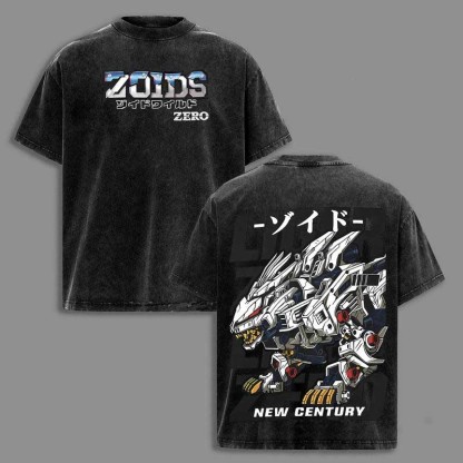 Liger Zero Zoids New Century Zero T-Shirt  Oversized Washed Vintage Anime Mecha Robot Graphic Tee
