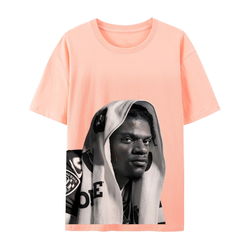 RAVENS Lamar Jackson Vintage Style Unisex-Adult Oversized Washed Cotton T-Shirt 