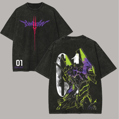 Neon Genesis Evangelion Printed Unisex Washed T-Shirt