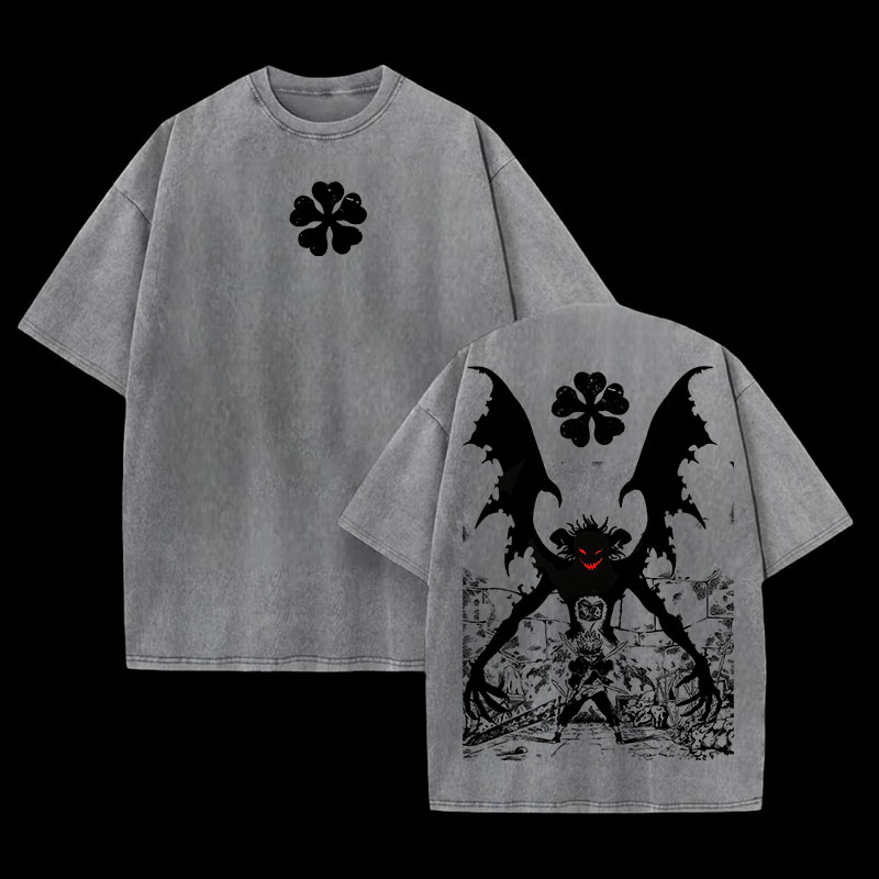 Black Clover Printed Unisex Washed T-Shirt
