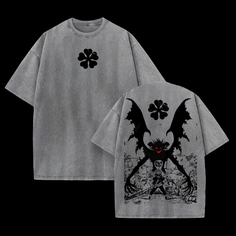 Black Clover Printed Unisex Washed T-Shirt
