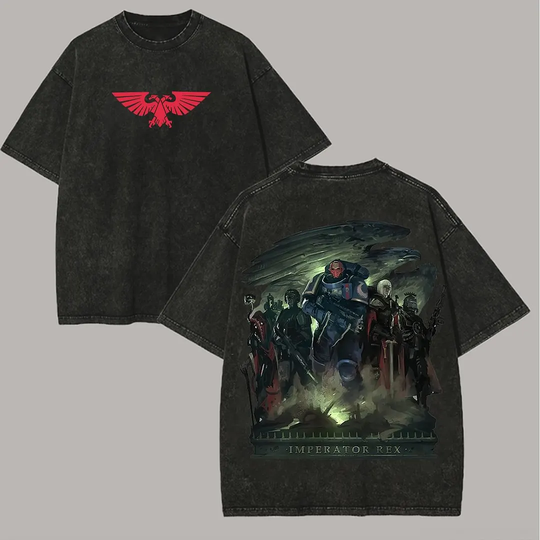 Warhammer 40k Imperator Rex Printed Unisex Washed T-Shirt 