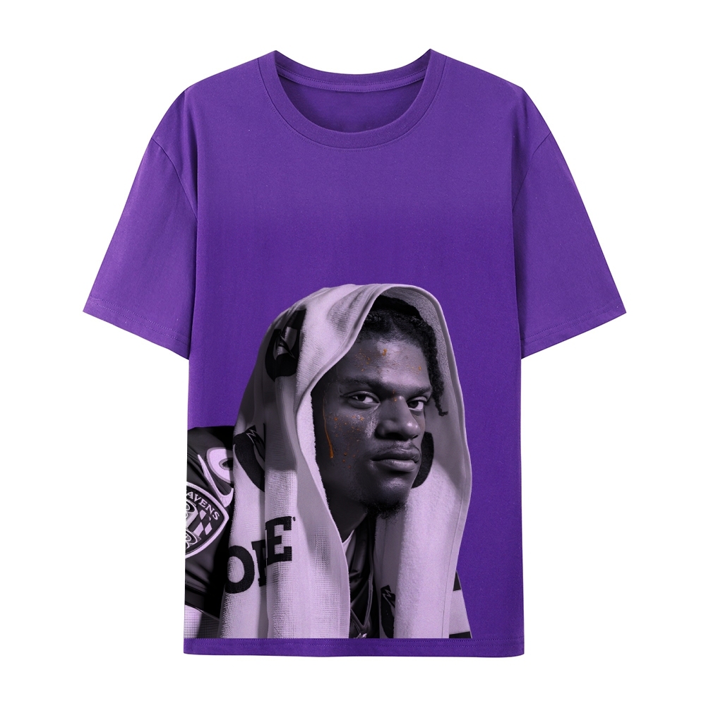 RAVENS Lamar Jackson Vintage Style Unisex-Adult Oversized Washed Cotton T-Shirt 