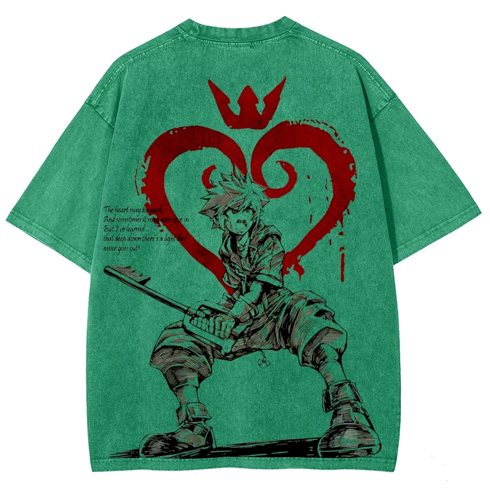 Sora Kingdom Hearts  Printed Unisex Washed T-Shirt 
