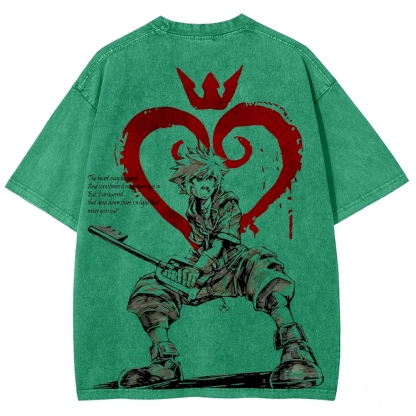 Sora Kingdom Hearts  Printed Unisex Washed T-Shirt 