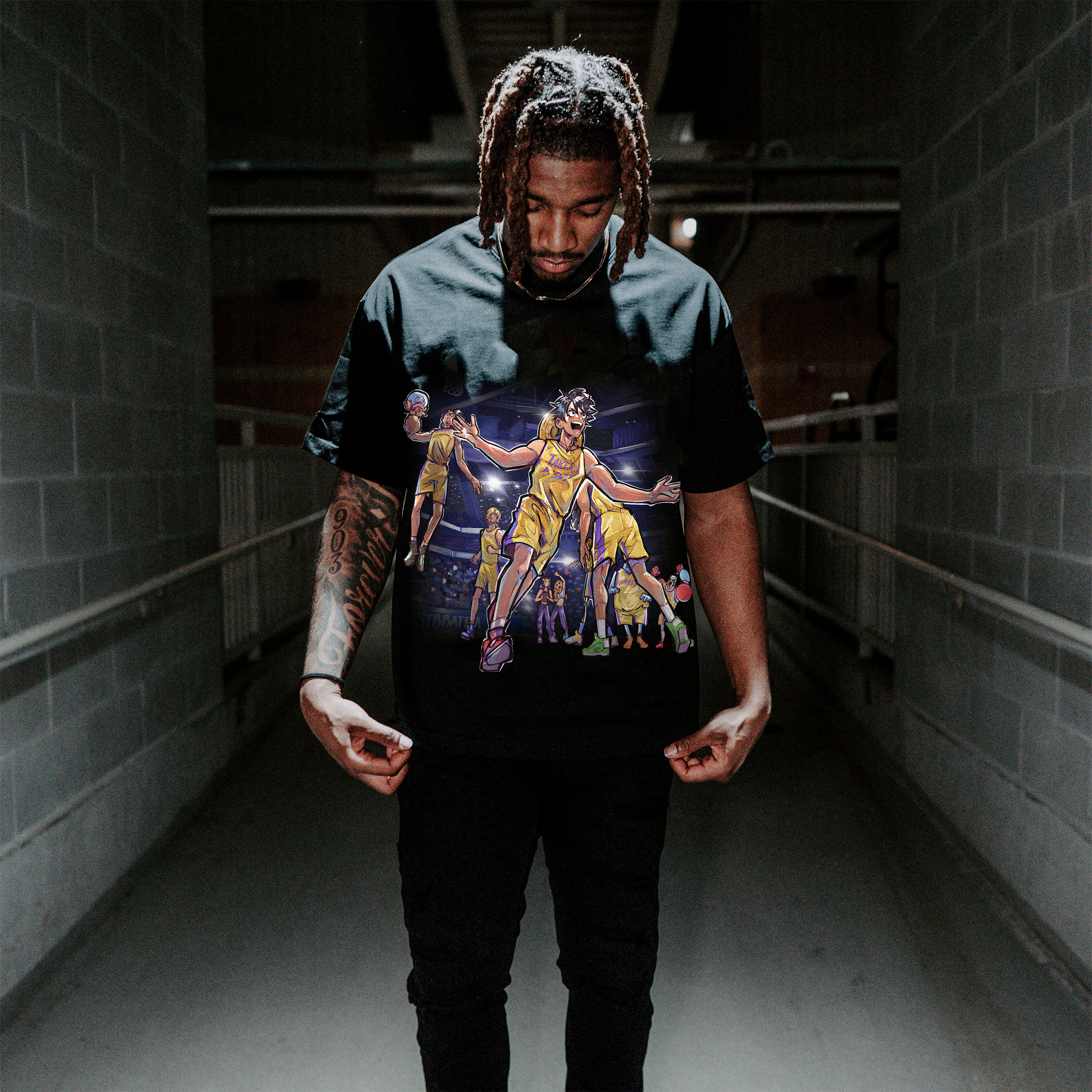 Unisex Vintage Tee丨 Lakers X One Piece Tee