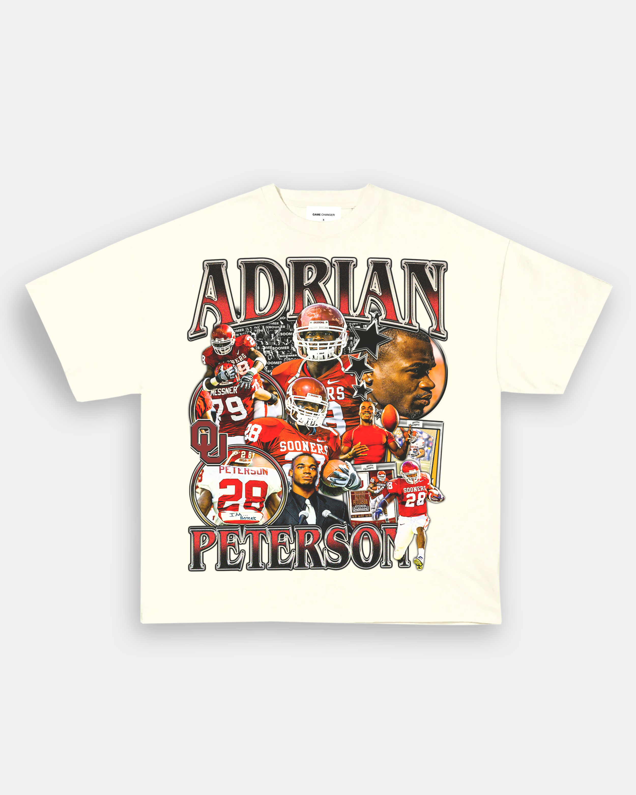 Unisex-Adult Ultra Cotton Washed T-Shirt Graphic ADRIAN PETERSON - OKLAHOMA TEE