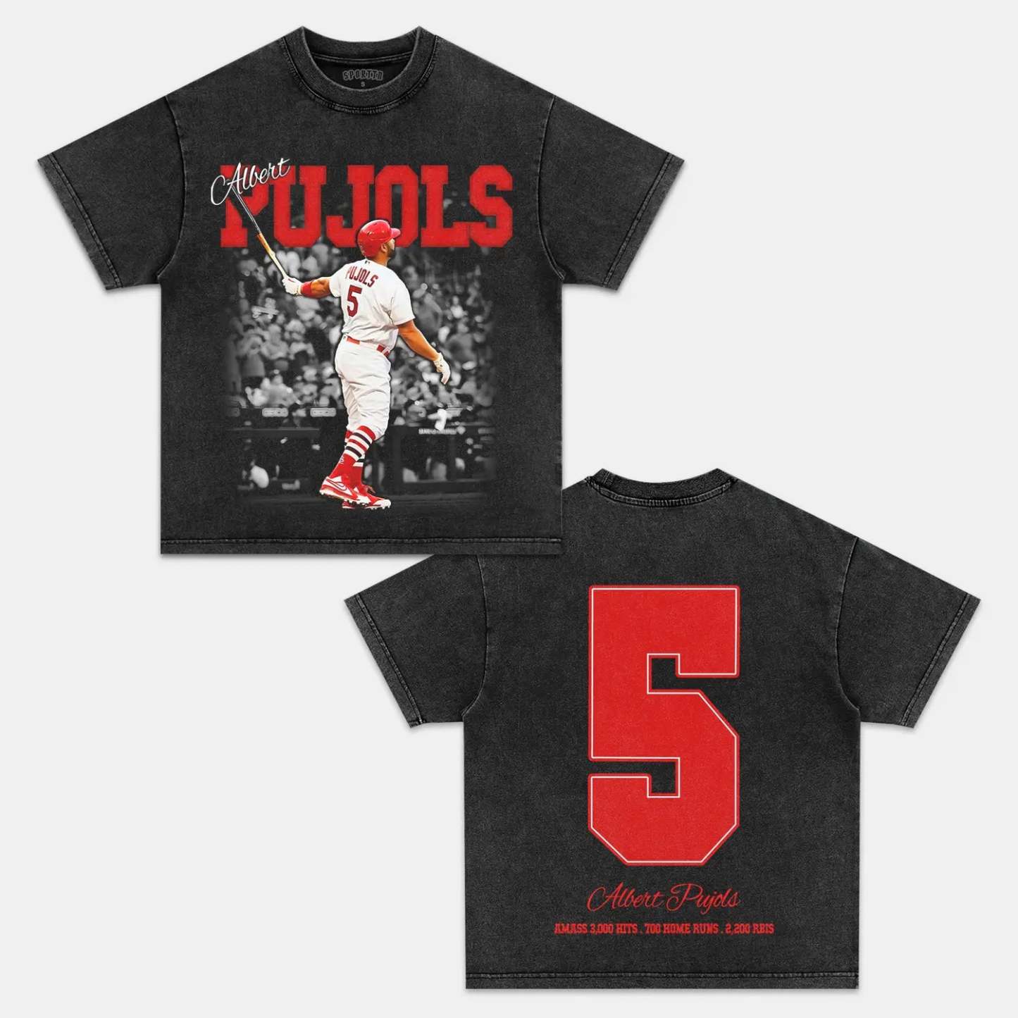 Unisex-Adult Ultra Cotton Washed T-Shirt Graphic ALBERT PUJOLS VINTAGE TEE