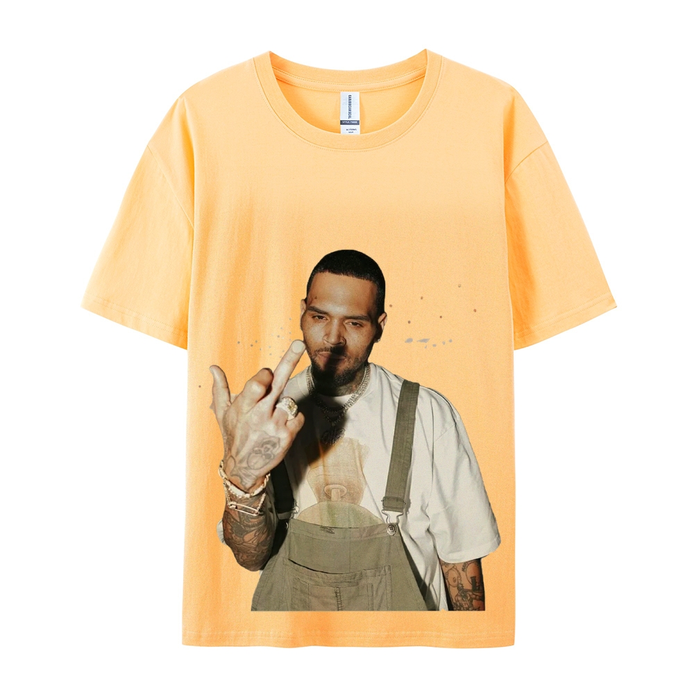 Unisex-Adult Ultra Cotton Washed T-Shirt Graphic BIG FACE CHRIS BROWN TEE