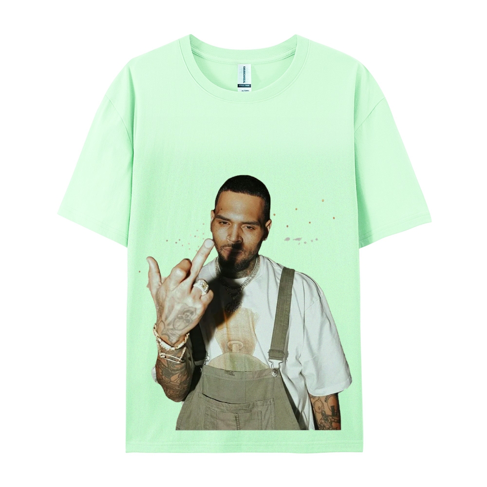 Unisex-Adult Ultra Cotton Washed T-Shirt Graphic BIG FACE CHRIS BROWN TEE