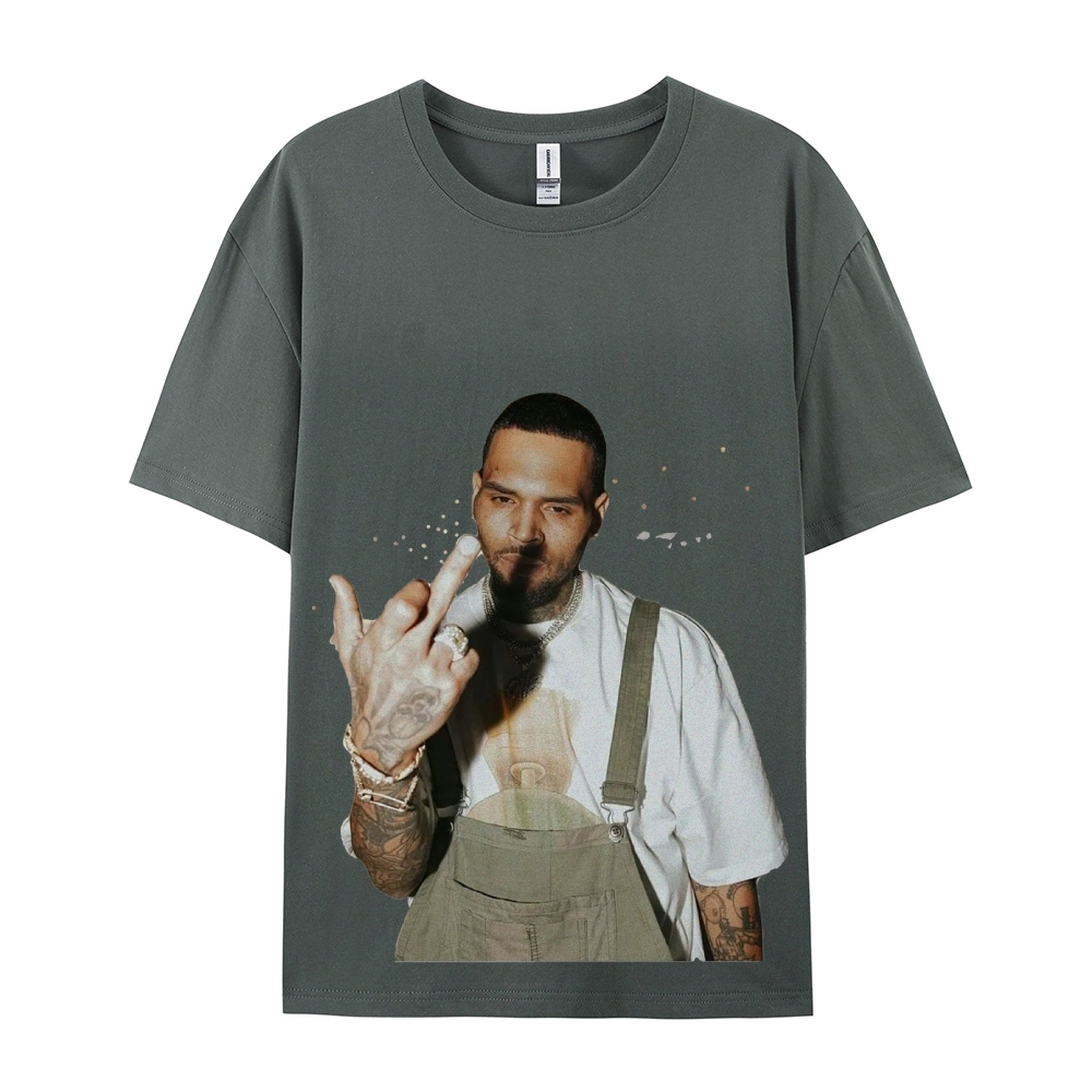 Unisex-Adult Ultra Cotton Washed T-Shirt Graphic BIG FACE CHRIS BROWN TEE