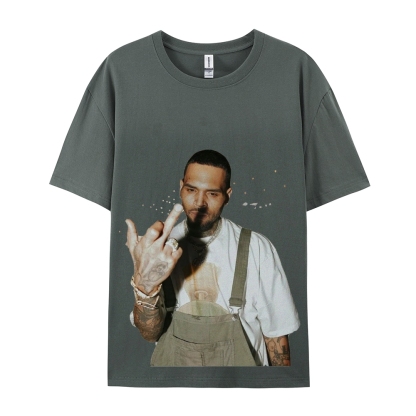 Unisex-Adult Ultra Cotton Washed T-Shirt Graphic BIG FACE CHRIS BROWN TEE