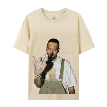 Unisex-Adult Ultra Cotton Washed T-Shirt Graphic BIG FACE CHRIS BROWN TEE