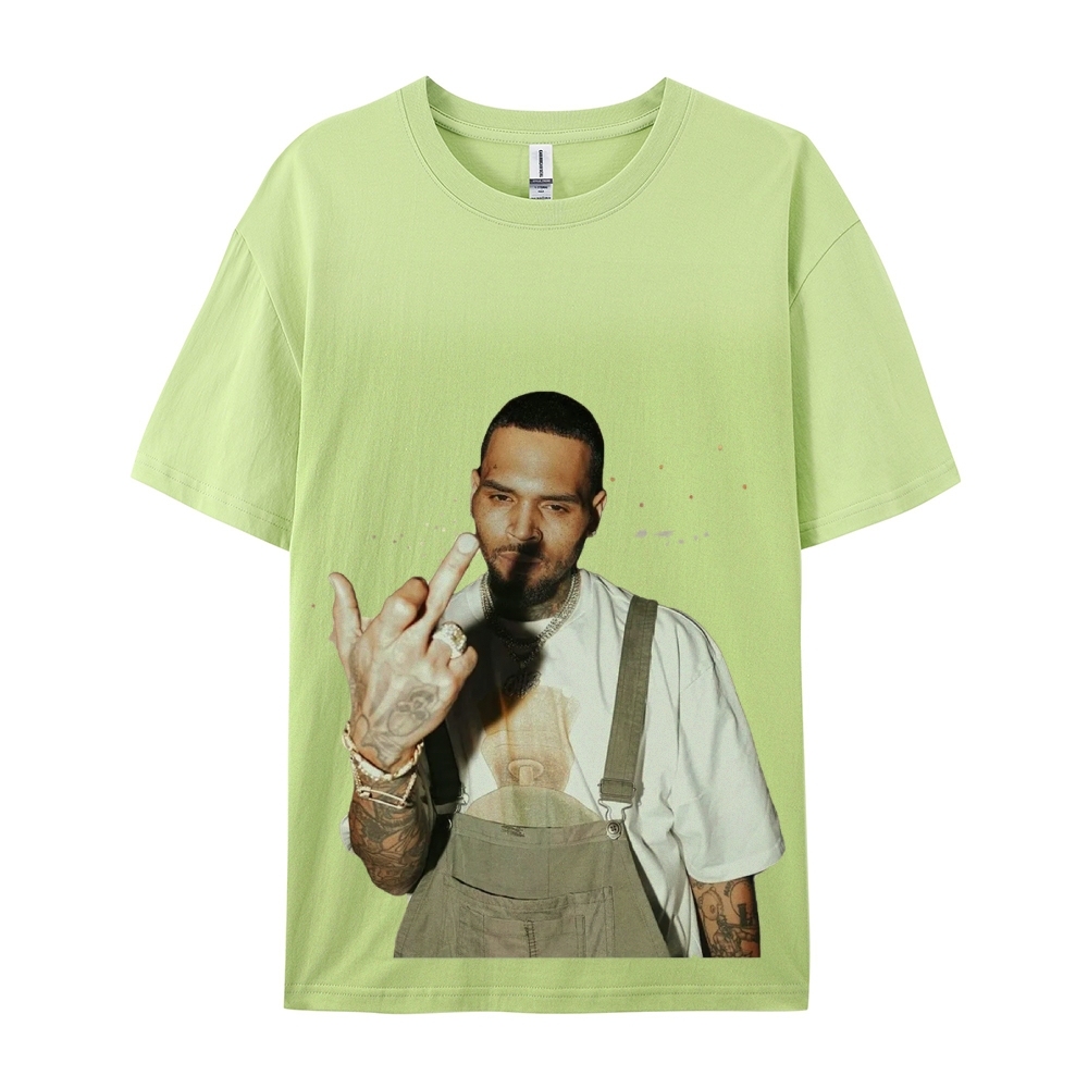 Unisex-Adult Ultra Cotton Washed T-Shirt Graphic BIG FACE CHRIS BROWN TEE