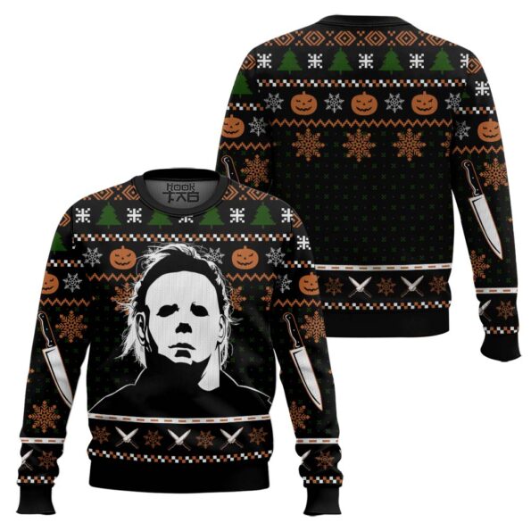 Michael Myers Ugly Christmas Sweater, Halloween Ugly Christmas Sweater