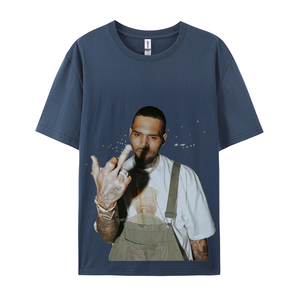 Unisex-Adult Ultra Cotton Washed T-Shirt Graphic BIG FACE CHRIS BROWN TEE