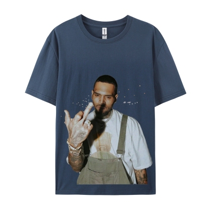 Unisex-Adult Ultra Cotton Washed T-Shirt Graphic BIG FACE CHRIS BROWN TEE