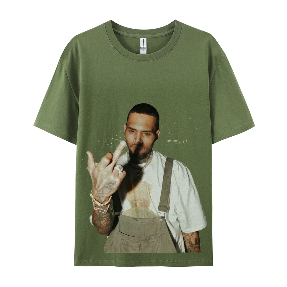 Unisex-Adult Ultra Cotton Washed T-Shirt Graphic BIG FACE CHRIS BROWN TEE