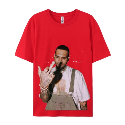 Unisex-Adult Ultra Cotton Washed T-Shirt Graphic BIG FACE CHRIS BROWN TEE