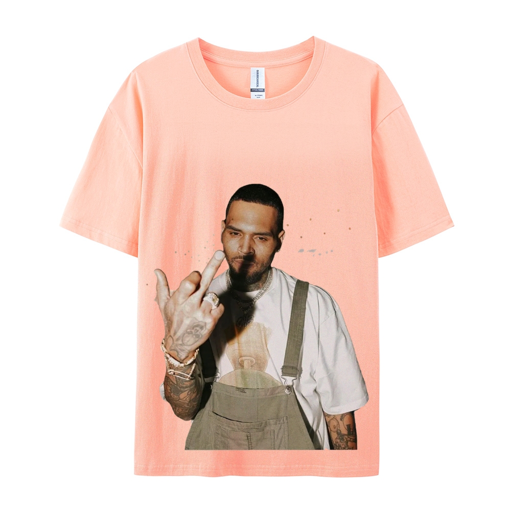 Unisex-Adult Ultra Cotton Washed T-Shirt Graphic BIG FACE CHRIS BROWN TEE