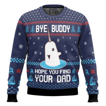 Elf Bye Buddy Hope You Find Your Dad Christmas Pattern Ugly Sweater