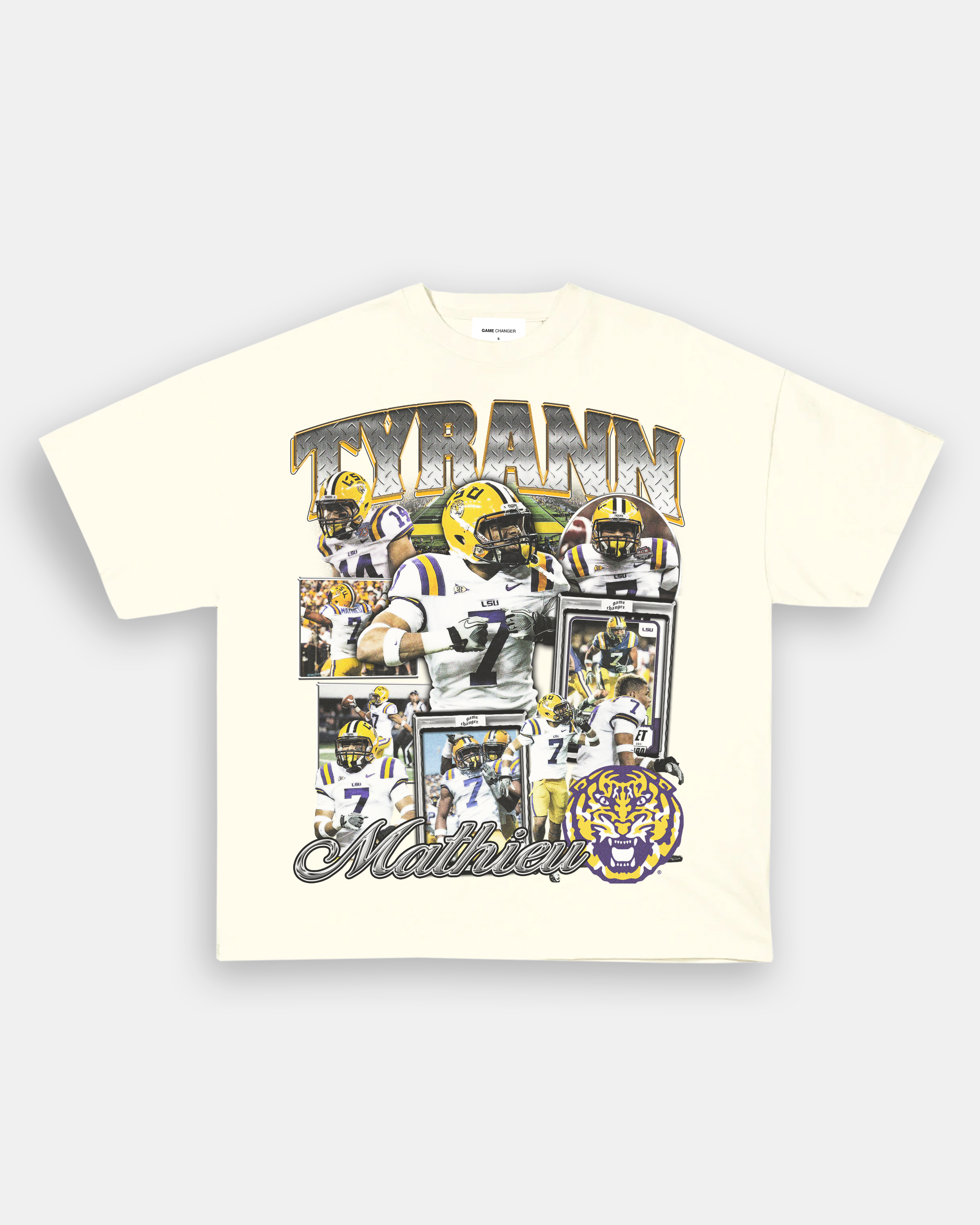 Unisex-Adult Ultra Cotton Washed T-Shirt Graphic TYRANN MATHIEU - LSU TEE