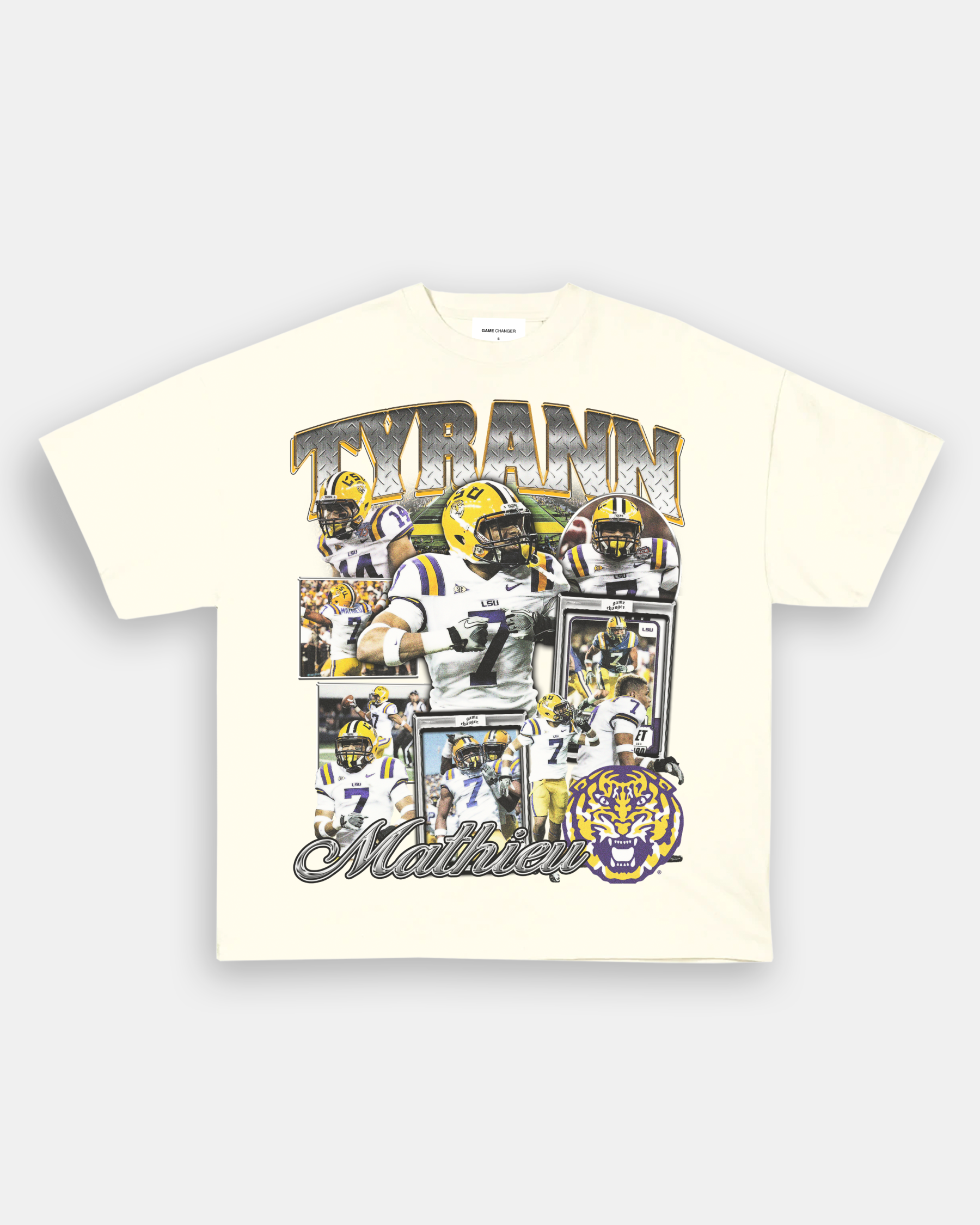Unisex-Adult Ultra Cotton Washed T-Shirt Graphic TYRANN MATHIEU - LSU TEE