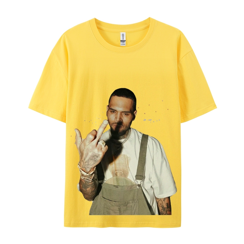 Unisex-Adult Ultra Cotton Washed T-Shirt Graphic BIG FACE CHRIS BROWN TEE