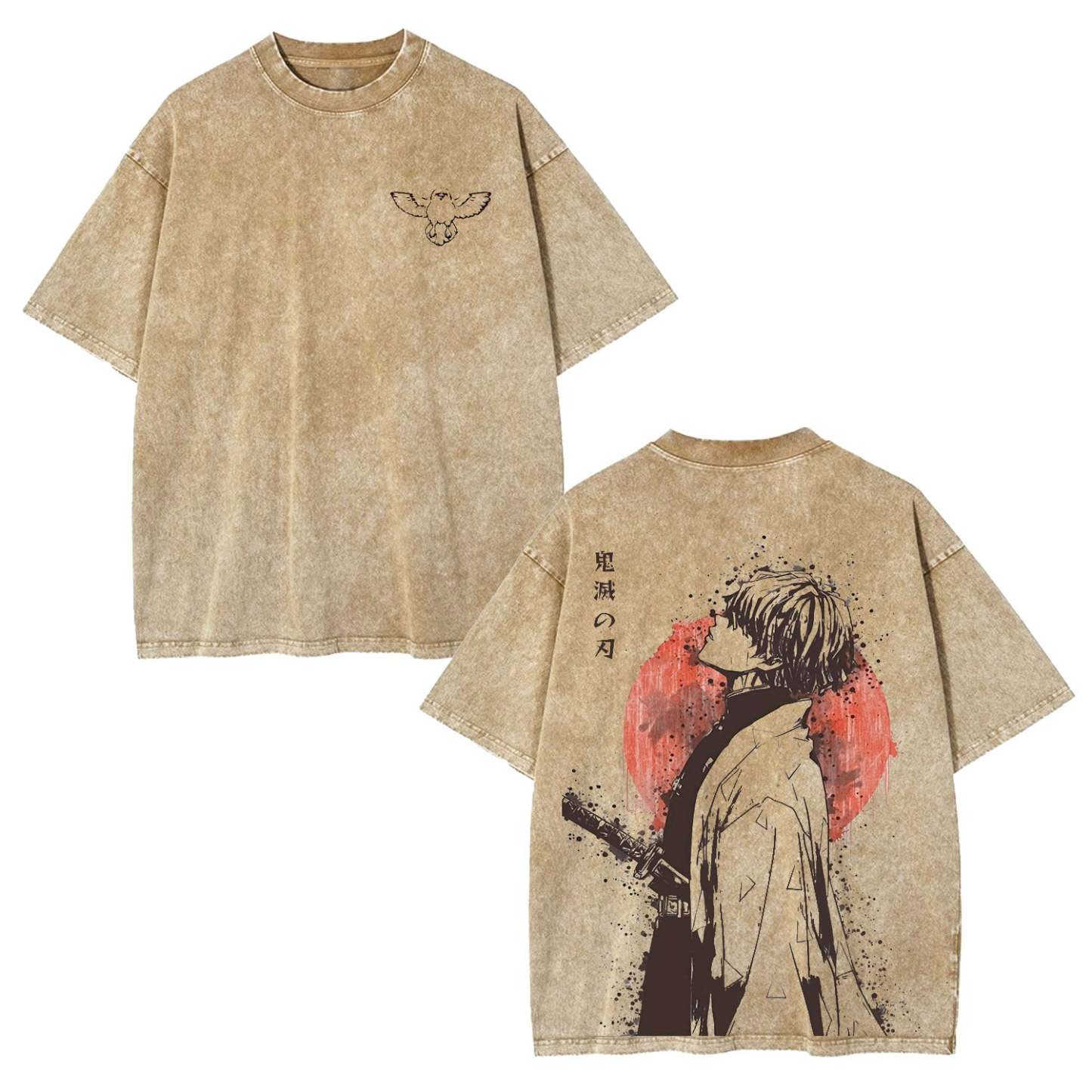 ZENITSU DEMON SLAYER ANIME UNISEX WASHED T-SHIRT -[DS]