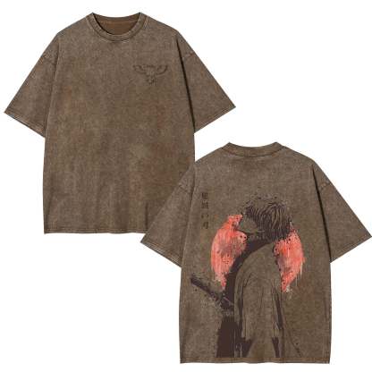 ZENITSU DEMON SLAYER ANIME UNISEX WASHED T-SHIRT -[DS]
