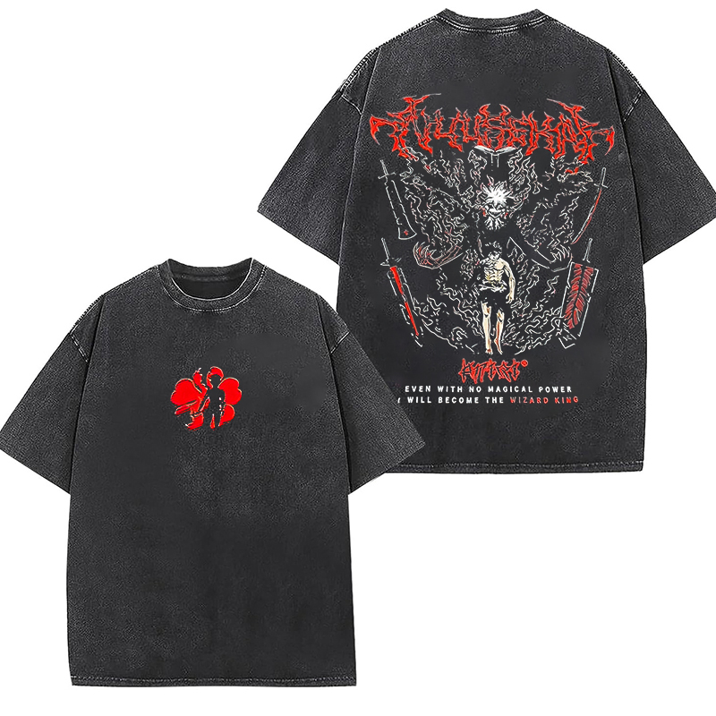 Black Clover Printed Unisex Washed T-Shirt